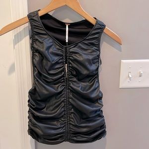 Free People leather look gathered tank S